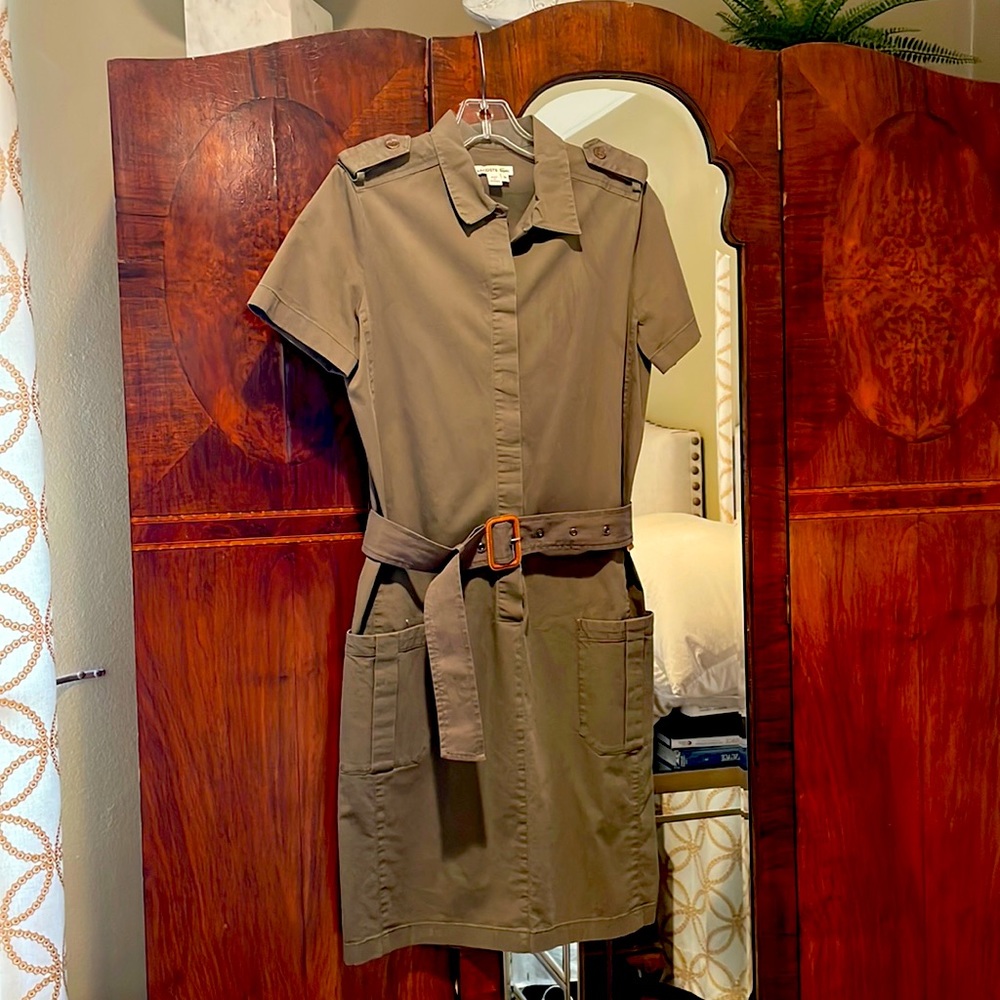 Lacoste khaki sheath dress size 36 (fits like a size 2)